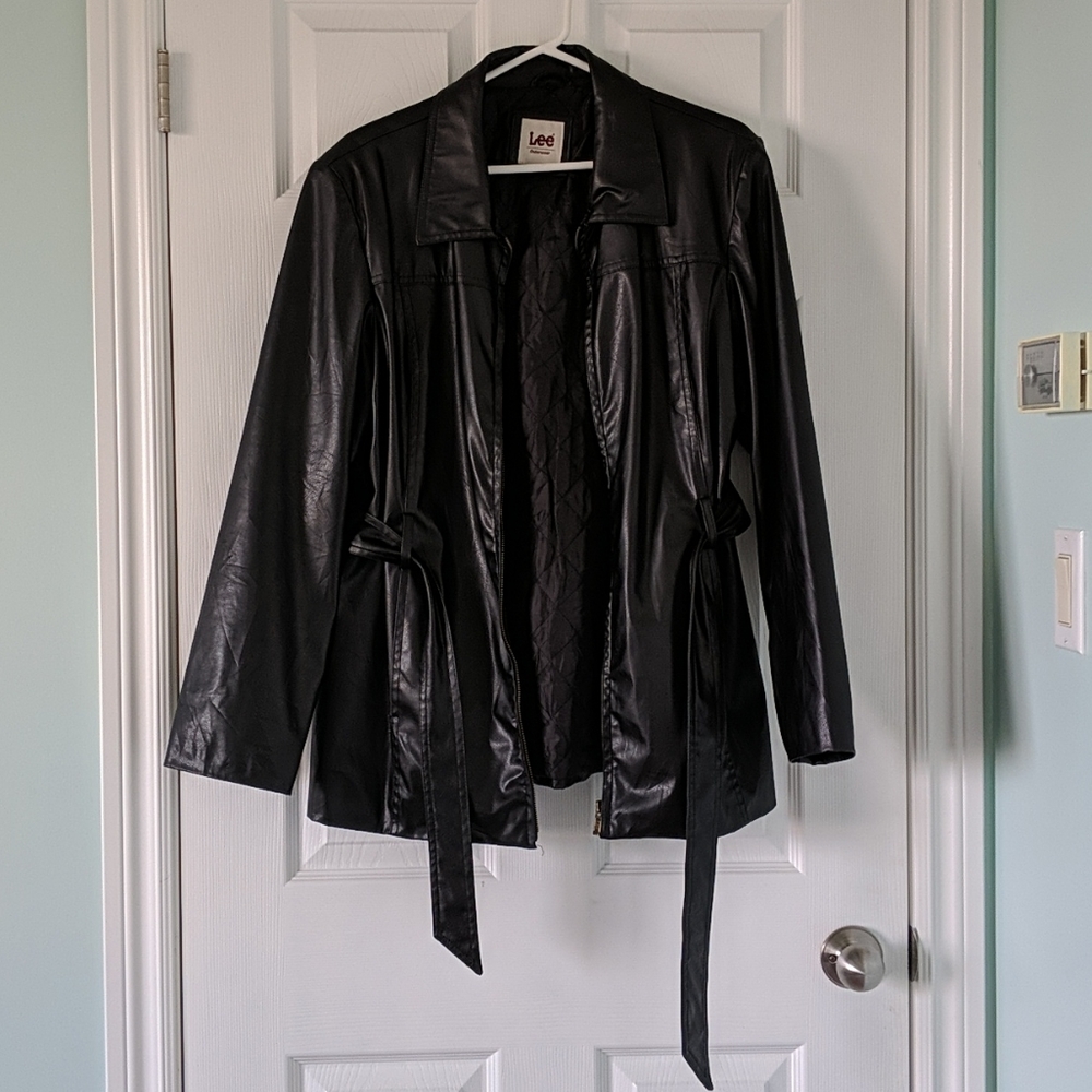 Faux Leather Trench Jacket